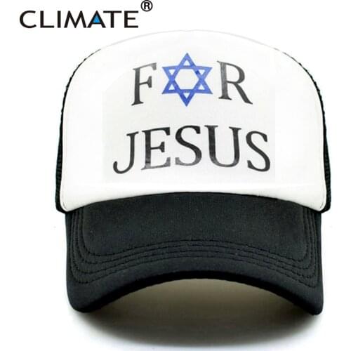 CLIMATE For Jesus Trucker Caps Cap Men Women Summer Mesh Israel Cap Bible Church Hexagram Star of David Caps Hat for Christian