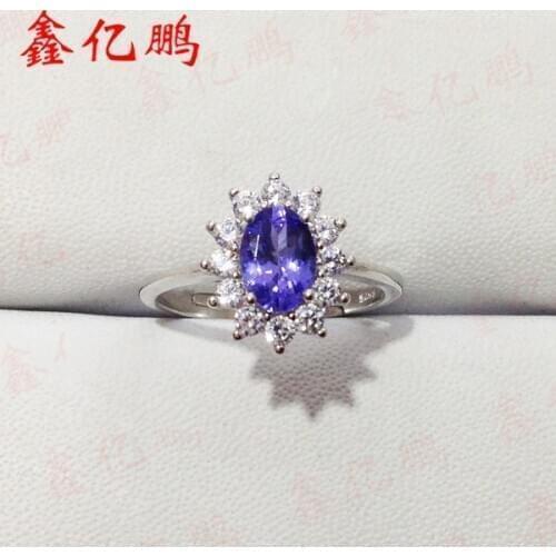 925 silver with natural Tanzania stone ring female Section 5 x7 mm fashion princess Diana Valentines day special