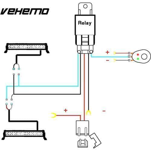 Vehemo Connecting 2 LED Wiring Harness Kit Line Set Fuse Relay Car Tuning for Copper Line Headlight Wiring Professional