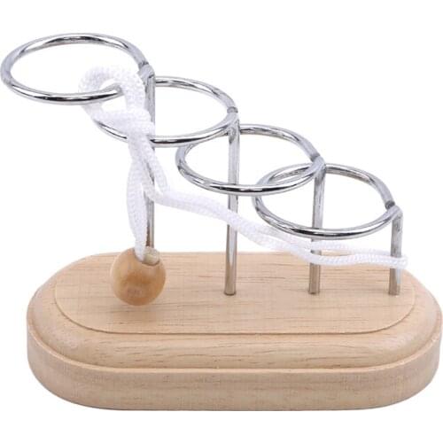 Best Selling childrens Educational Toys New Classic Brain Teasers Metal Wooden Shelf Rope Educational Toys