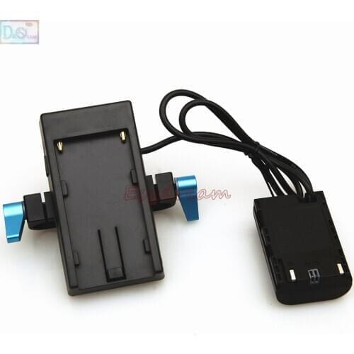 LP-E6 Dummy Battery Adapter + F970 Power Supply Plate Mount + 15mm Rod Clamp for Canon 5D 7D Mark II III IV 6D 60D 70D 80D 5DS