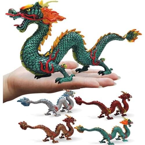 Simulation Animal Mini Cartoon Chinese Dragon Model Figure Doll Boys Girls Toys Scenario Car Ornaments Kids Auspicious Gift