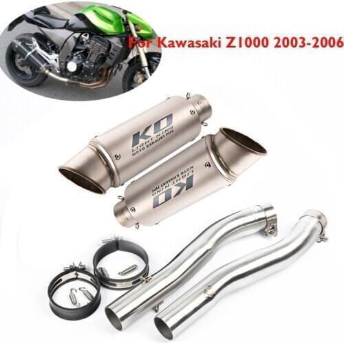 Motorcycle Z1000 51mm Exhaust Muffler Escape Tips Mid Link Tube Exhaust System for Kawasaki Z1000 2003-2006