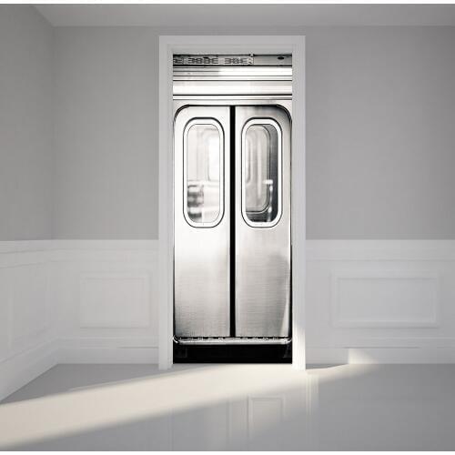 Subway Stickers on the Doors Self Adhesive Waterproof Removable Door Wallpaper Wall Mural Decals Home Design autocollant porte