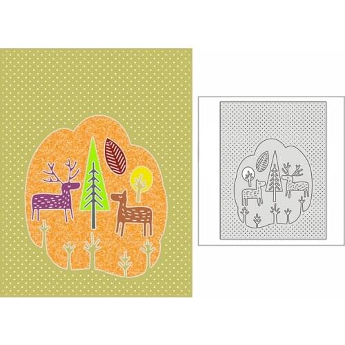 New 2021 Elk Tree Spotted Panel Metal Cutting Dies for DIY Scrapbooking and Card Making Background Embossing Craft No Stamps