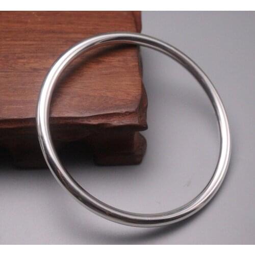 New Pure Solid 925 Sterling Silver Bracelet 5mm Smooth Circle Bangle