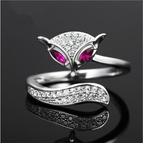 Top Quality Rings For Women Jewelry Bright Crystal Fox Ring Female Finger Accessories Adjustable Lady Bijou