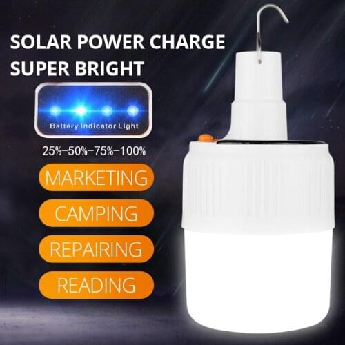 Portable Lanterns Rechargeable LED Bulb Lamp Solar Charge Household emergency lights Night Market Light Outdoor Camping light