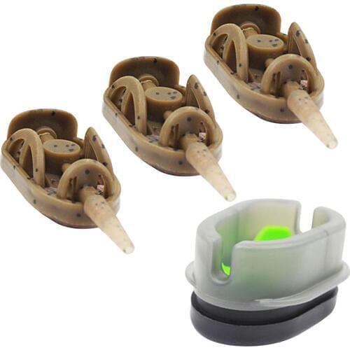 Carp Fishing Inline Flat Method Feeder Portable 3+1 Inline Method Carp Fishing Bait Basket Feeders Mould Set Pesca Iscas