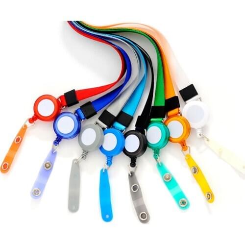 Lanyard & Retractable Badge Reel Combo, Badge Holder Reel Strap, Heavy Duty Self Retracting ID Badge / Key Reel Lanyard