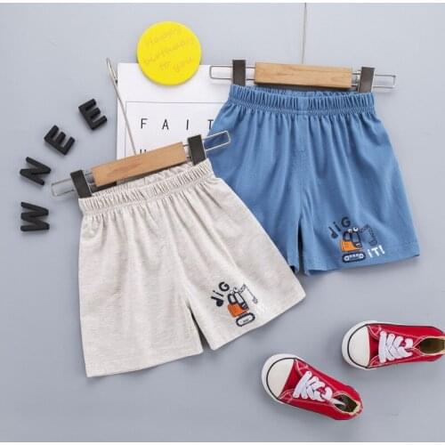 New Summer Kids Boy Shorts Cotton Toddler Girls Casual Shorts Baby Excavator Printing Shorts Infant Elastic Waist Short Pants