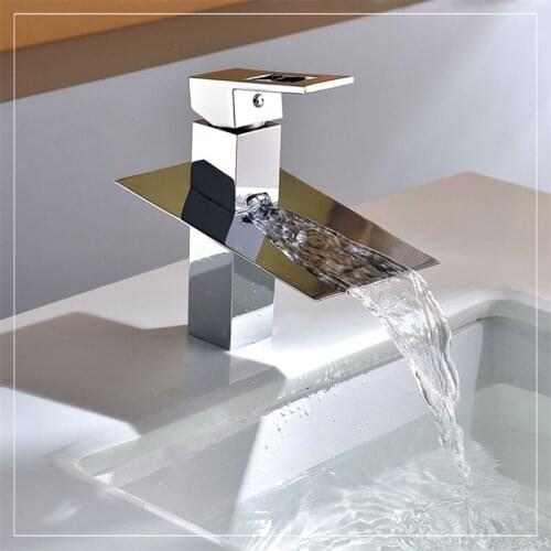 Bathroom Basin Faucet Waterfall Faucet Sink Mixer Tap Chrome Total Brass Hot and Cold Bathroom Crane Unique Design Water Tap