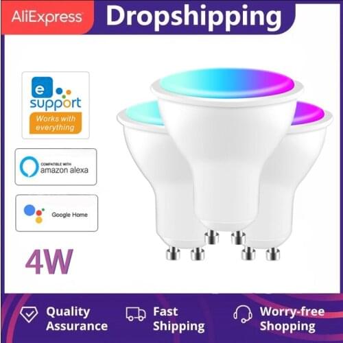 GU10 LED Spotlight RGB 4W Home Decorative Wifi Smart LED Bulb Lighting Dimmable Voice Control Work With Alexa Google Home