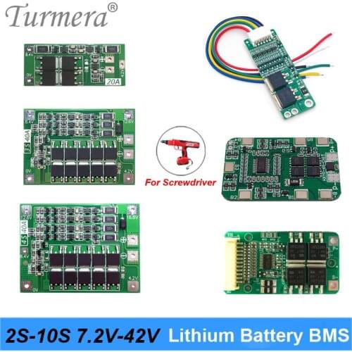 Turmera 2S 3S 4S 5S 6S 10S 40A 15A BMS Protection Board with Balanced for 8.4V 12V 14.4V 18V 21V 25V 36V Screwdriver Battery Use