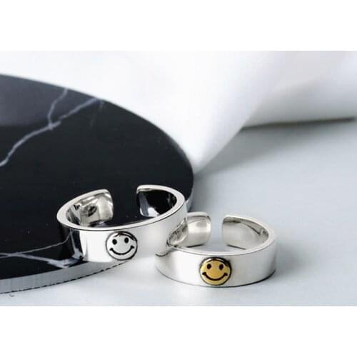 Punk Vintage Smile Face Rings For Women Boho Female Charms Jewelry Men Antique Knuckle Ring Fashion Party Jewelry Best Gift