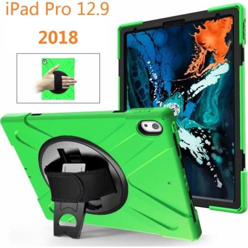 High Duty Tablet Coque for Apple iPad Pro 12.9 2018 Case Shockproof Silicon for iPad Pro 12.9 2018 Kids Stand Hand Strap Case