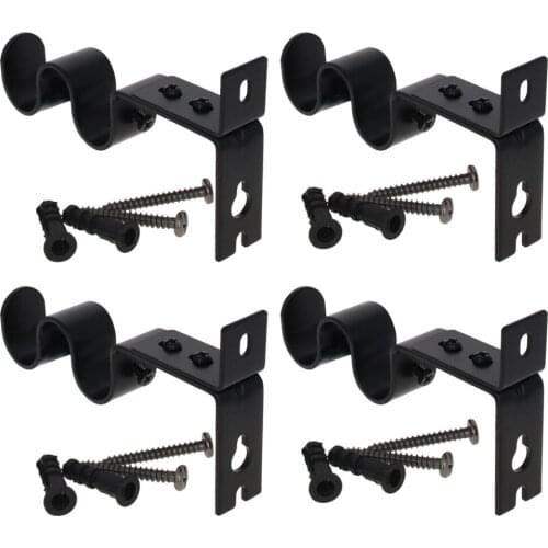 MroMax Guide Rod Bracket Iron 125*70*21mm Screw Hole Diameter 5mm Suitable Rod Diameter 16-19.05mm Curtain Rod Brackets 2/3/4PCS