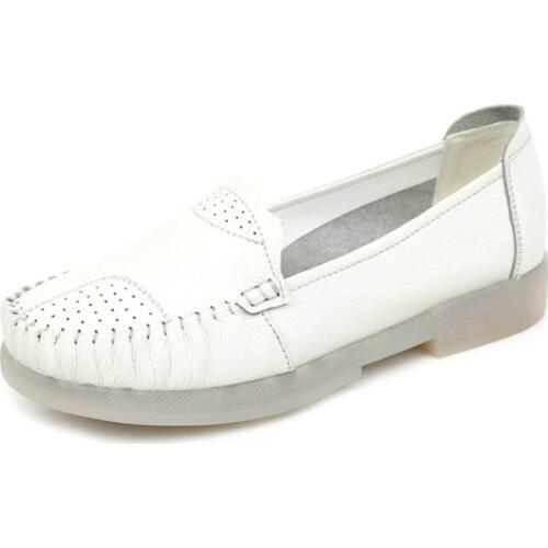 Promotion Head Layer Cowhide Soft Comfort Breathable Women Leather Shoes Flat Shoes Non-slip Wear Large Size 2020 New Shoes