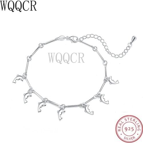 WQQCR 925 Sterling Silver Womens Bracelet Dolphin Designer 925 Sterling Silver Bracelet Ladies Ladies Accessories