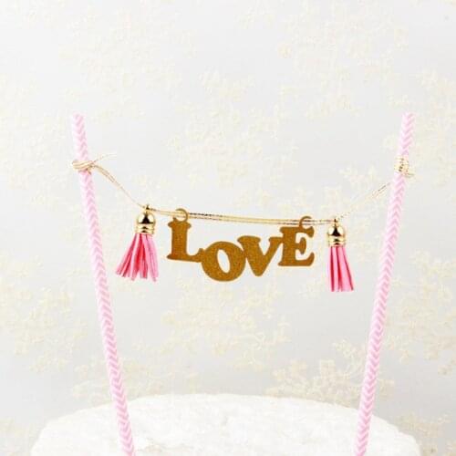 Gold Letters Love Wedding Cake Topper New Pink Baby Cupcake Topper For Kids Birthday Party Cake Decorating Supplies Baby Shower