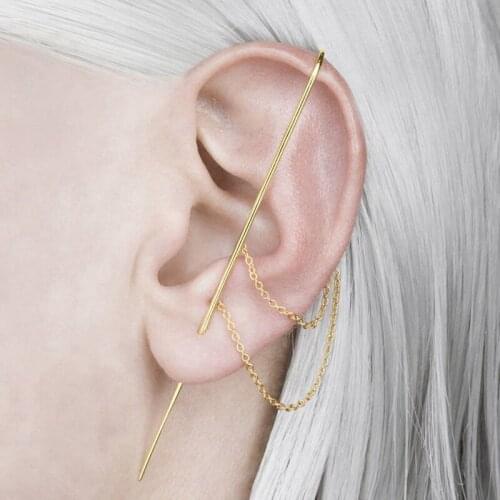 1PC Ear Wrap Crawler Hook Earrings 2020 Trendy Lady Needles Around Auricle Clip Jewelry Single Crystal Needle Earrings Women