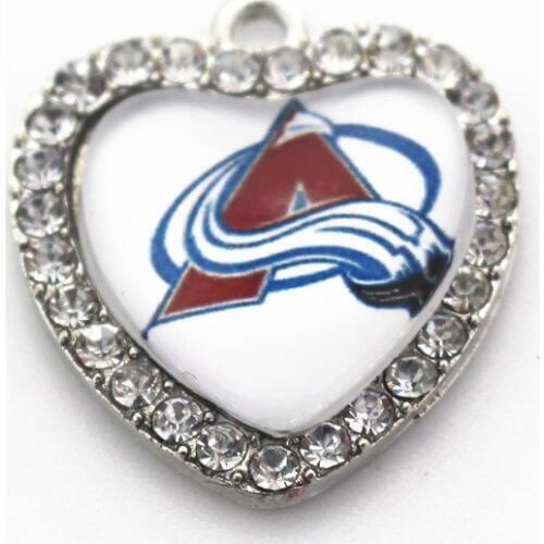 Hockey Crystal Heart 10pcs Avalanche Dangle Charm Ice Hockey Sport Charms DIY Jewelry Accessory Hanging Floating Charms