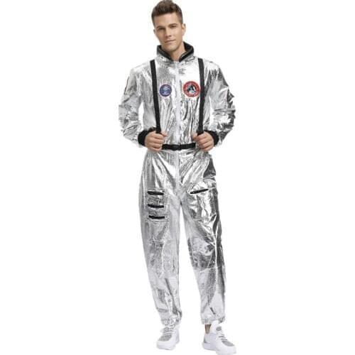 2020 latest adult male carnival pilot jumpsuit astronaut Halloween costume silver stray earth space suit collective party cospla
