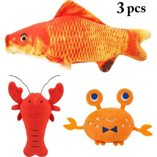 3Pc Food Squeaky Toy Pet Dog Toys For Small Dogs Cute Puppy Cat Chew Squeaker Squeaky Plush Fish Lobster Crab Toy Pet Supplies