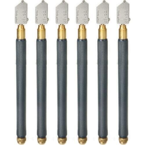 6Pcs TC-17 Oil Glass Cutter Metal Handle Diamond Straight Head Cutting Tool Pack