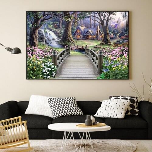 Full Drill Diamond Painting Landscapes Garden Lodge Cross Stitch Kits Diamonds Embroidery Mosaic Diamond Wall Art Home Decor