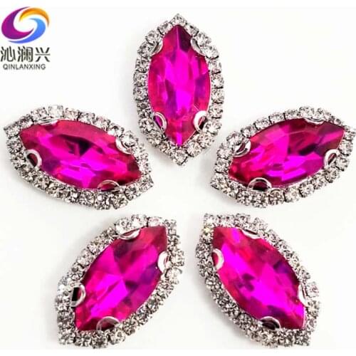 Free shipping Rose red eye shape Top grade Glass Crystal buckle,Sliver bottom sew on rhinestones,Diy/wedding decoration