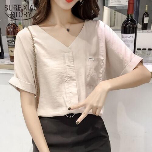 Blusas Summer 2021 Plus Size Women Blouses V Neck Shirt Women Long Sleeve Causal Blouse Solid Hollow Out Female Chic Tops 1036