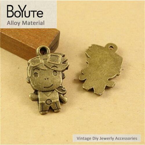 BoYuTe (60 Pieces/Lot)23*14MM Vintage Diy Accessories Parts Wholesale Antique Bronze Men Pendant Materials for Jewelry Finding