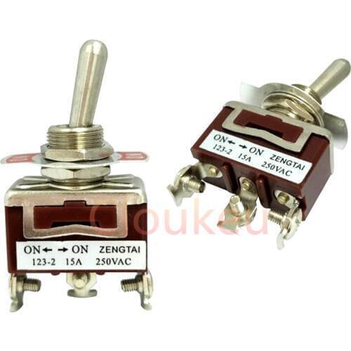 E-TEN123-2 12MM Brown Reset 3Pin/2File OFF-(ON) Rocker switch Toggle Switch 15A250V