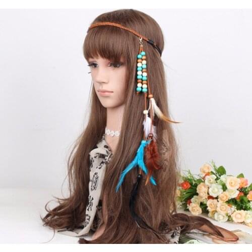 Ethnic Bohemian Feather Hair Band Headress Bohemian Indian Gypsy Dance Show Headband Festival Party Head Jewelry Accessories
