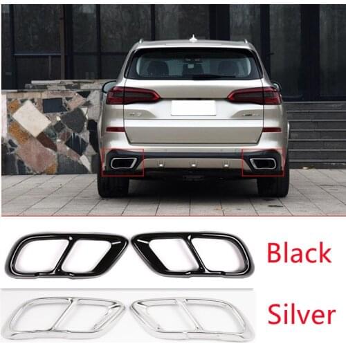 Glossy Black Chrome Fit For BMW X5 G05 X7 G07 2019 Model Stainless Steel Car Exhaust Pipe Cover Trim Accessories