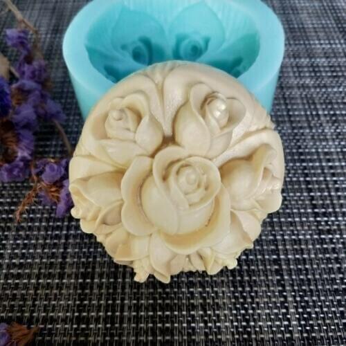 HC0156 PRZY Flower Rose cluster soap Silicone Mold Soap Molds Clay Resin Gypsum Chocolate Candle Candy Mold