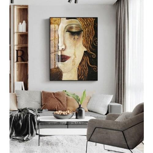 And Prints Art Wall Pictures For Living Room Cuadros Classic Artist Gustav Klimt Tear Abstract Oil Painting on Canvas Posters