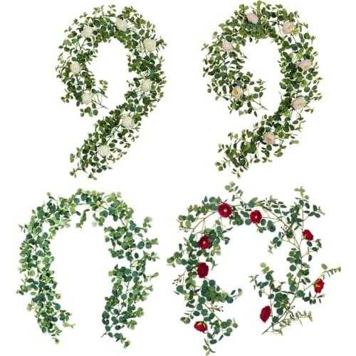 Artificial Rose Vine Hanging Flowers for Wall Table decor Rattan Fake Plants Leaves Garland Christmas Wedding Home Decoration