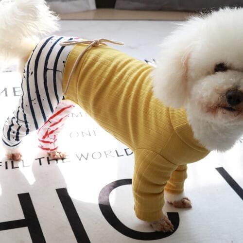 Pet Dog Jumpsuit Thin Long Sleeve Casual Stitching Puppy Clothes 100%Cotton For Small Dogs Pajamas Chihuahua Poodle Sweatshirt