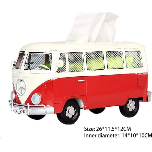 Fashionable Bus Model Organizing Boxes Decorative Napkin Holder Tissue Box Retro Metal Tissue Box Cover Car Model Tissue Box