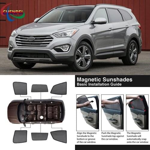 For Hyundai Santa Fe Car Full Side Windows Magnetic Sun Shade UV Protection Ray Blocking Mesh Visor Car Accessories