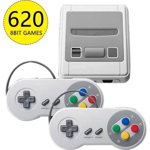 Mini HD TV Video Game Console Handheld Retro Family Game Console Built-In 620 Classic for SNES games Dual gamepad PAL&NTSC