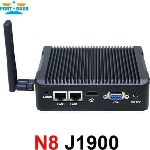 Partaker Mini pc 2 lan port Intel quad core J1900 CPU 2.0GHz fanless computer for windows 7 8