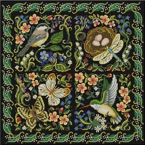 Top Quality Counted Cross Stitch Kit The Finery Of Nature Bird Nest Egg Butterfly Flower Flowers Birds dim 03824 3824
