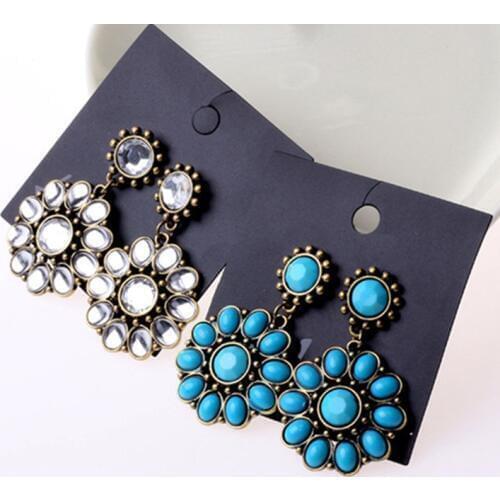 The new design Korean Rhinestones Earrings Multicolor Crystal Sunflower Earrings