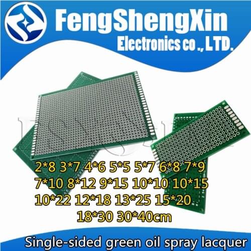 Single Side Prototype PCB green oil spray lacquer PCB 2x8 3x7 4x6 5x5 5x7 6x8 7x9 7x10 8x12 9x15 10x10 10x15cm