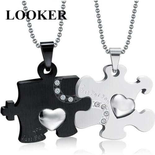 LOOKER Necklace Titanium Steel Korean Jewelry Korean Students Necklace Blue Classic Puzzle Couple Type Necklaces & Pendants