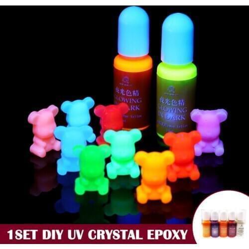 10 Colors Glowing In Dark Epoxy Resin Pigment Kit Luminous Colorant Liquid Resin Dye Jewelry Making Nail Glitter Nail Art Decor