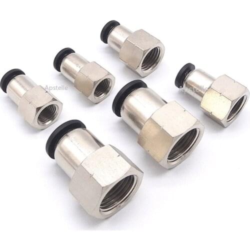 1/8" 1/4" 3/8" NPT Female x Fit 5/32" to 6.35/9.52/12.7mm OD Tube Pneumatic Air Fittings Push In Fit Connector